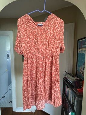 LOFT Coral and White Floral Dress